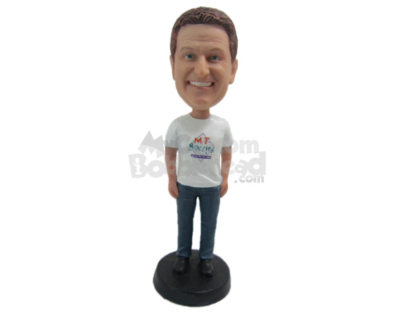 Custom Bobblehead Handsome Boy Having A Good Time Wearing A T-Shirt, Jeans And Casual Footwear - Leisure & Casual Casual Males Personalized Bobblehead & Cake Topper Custom Bobblehead Handsome Boy Having A Good Time Wearing A T-Shirt, Jeans And Casual Footwear - Leisure & Casual Casual Males Personalized Bobblehead & Cake Topper